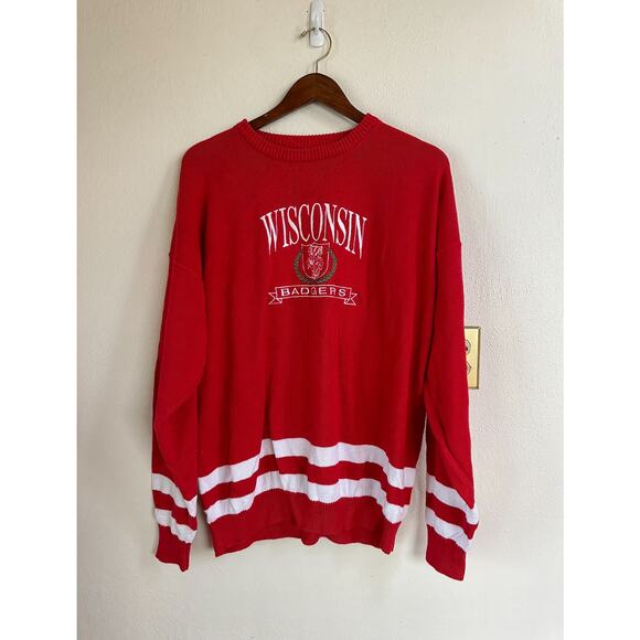 Vintage Logo 7 Wisconsin Badgers Red Sweater